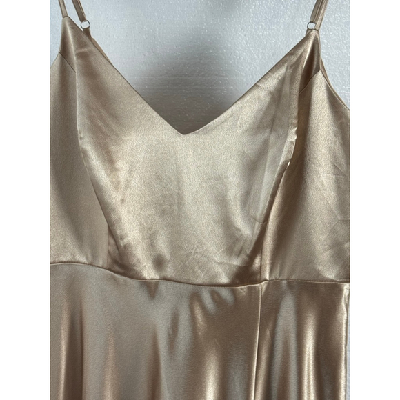 Birdy Grey Gold Satin V-Neck Midi Dress size Small - Picture 7 of 9